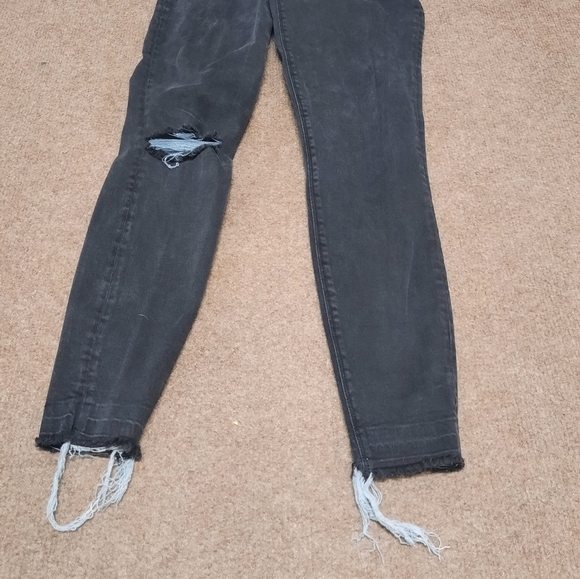 SPANX (Small) Sarah Blakely Distressed Ankle Skinny Pull on Jean Jeggings Black - Picture 3 of 9
